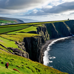 Coastal Cliffs of the Isle of Man**

"A scenic view of the Isle of Man's coastal cliffs, rugged terrain meeting the sea, green hillsides in the background, dramatic sky, fully clothed figures hiking in the distance, safe for work, appropriate content, perfect anatomy, natural proportions, professional landscape photography, high quality, family-friendly, modest scenery."

**
